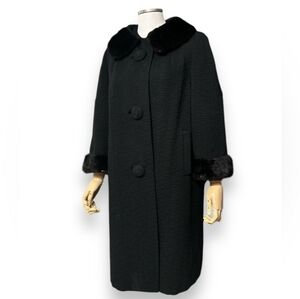 HOCKANUM by STEVEN FABRICS Wool Opera Coat with Fur Collar & Cuffs VINTAGE